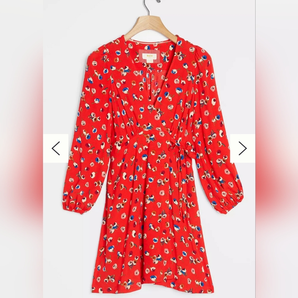 ANTHROPOLOGIE Women's Maeve Petunia Wrap Mini Dress Size 2 - Picture 2 of 10